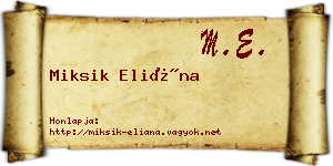 Miksik Eliána névjegykártya